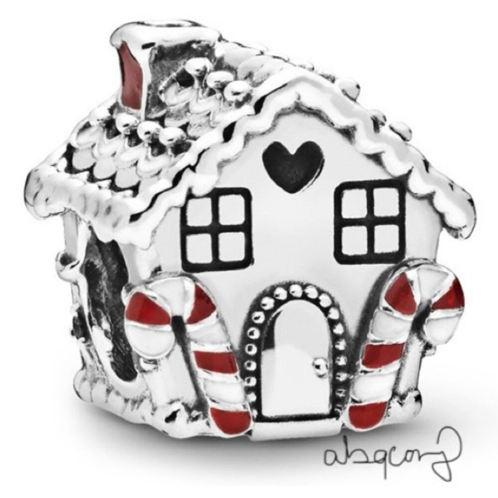 EUC Pandora 798471c01 Sterling Silver Gingerbread House Christmas Charm